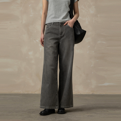 AIRIQI26春新款弯刀直筒牛仔裤