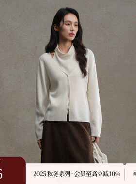 AIRIQI商场同款25冬新款简约百搭半高领假两件针织衫女AH54MS307