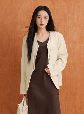 AIRIQI秋季新款休闲简约假两件叠穿设计感廓形西装外套AH43XZ295
