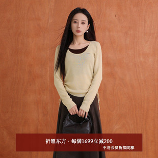 女AX53MS099 撞色假两件设计感羊毛针织衫 AIRIQI商场同款 25秋新款