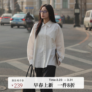 翻领开叉设计感全棉衬衫 休闲通勤长袖 女AY51CS347 新款 AIRIQI春季