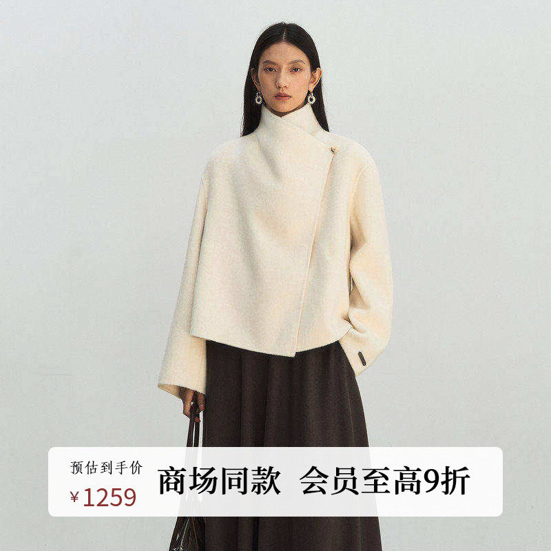 AIRIQI商场同款25冬新款两穿翻领廓形羊毛双面呢大衣女AH5