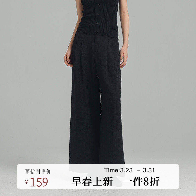 AIRIQI春季新款褶裥天丝休闲裤图片
