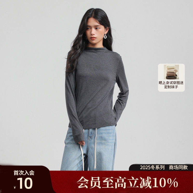 AIRIQI25冬新款小立领针织打底衫