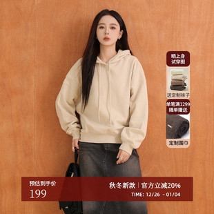 针织卫衣女AX44WY437 休闲慵懒风抽绳连帽宽松长袖 AIRIQI冬季 新款