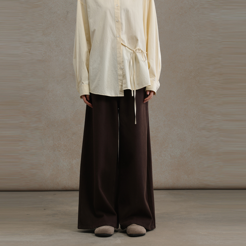 AIRIQI25冬新款阔腿高腰牛仔裤