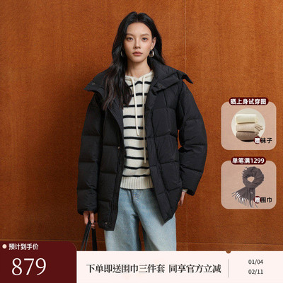 AIRIQI冬季新款连帽短款羽绒服