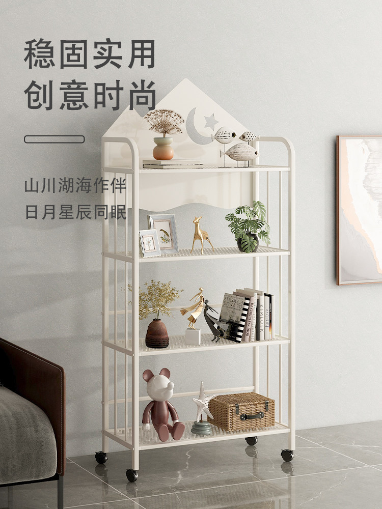 可移动多层书架收纳架地板立式铁质书架学生儿童简易图书收纳架