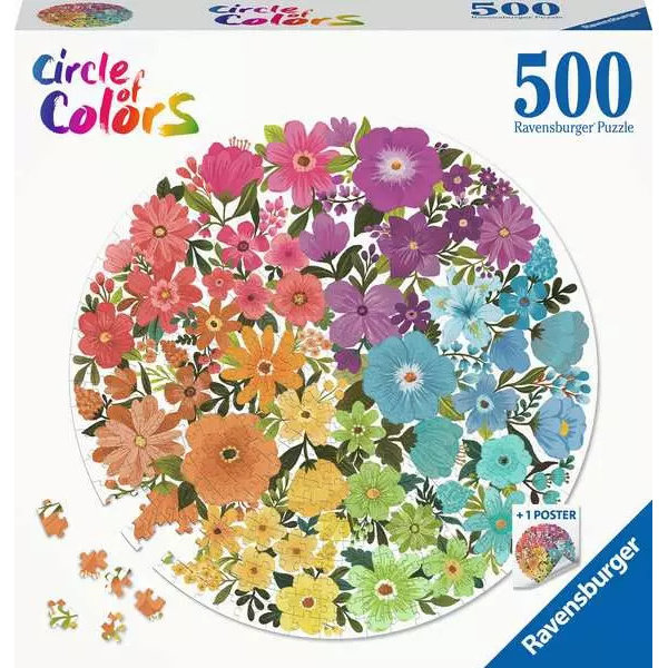 Ravensburger睿思圆形拼图-鲜花-500片进口拼图益智解压烧脑