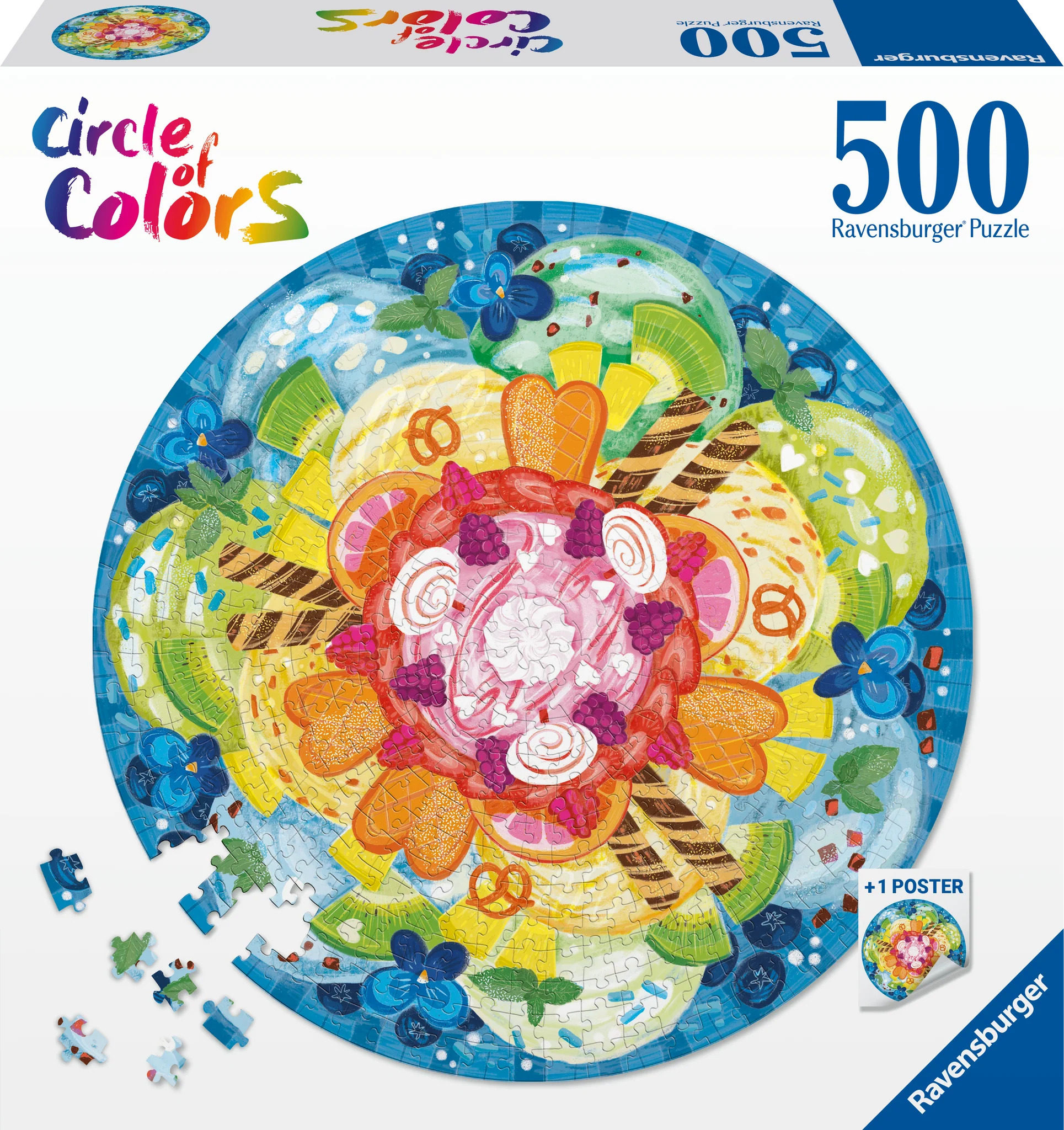Ravensburger睿思圆形拼图-冰淇淋-500片进口拼图益智解压烧脑