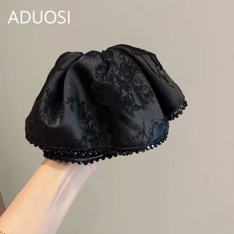 黑色水墨印花裙摆抓夹高级感手缝水晶马尾夹后脑勺半扎裙摆鲨鱼夹,饰品/流行首饰/时尚饰品新,发饰,淘宝优惠券,粉丝福利购,淘宝优惠卷