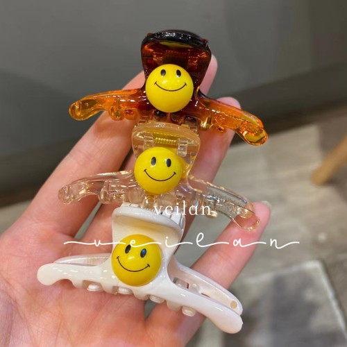 韩国轻奢发卡黄色笑脸发夹