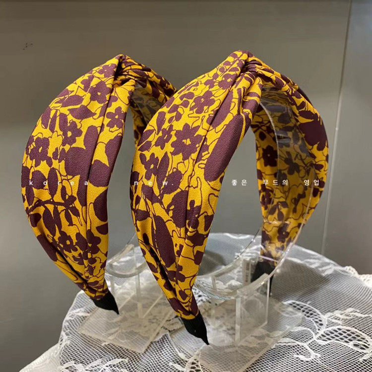 交叉发箍韩国简约印花布艺宽边发卡发饰压发拢子发带精品头饰头箍