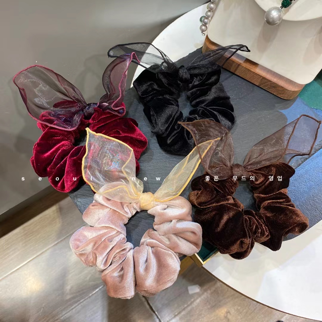 韩国新款丝绒大肠发圈丸子头发饰