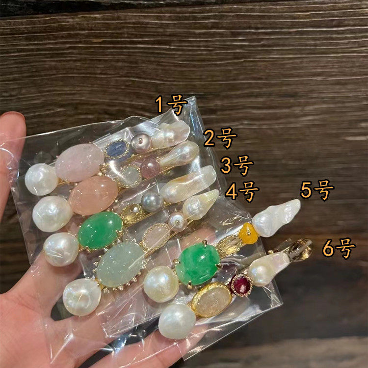 手工原石发夹韩国高档侧边夹发饰
