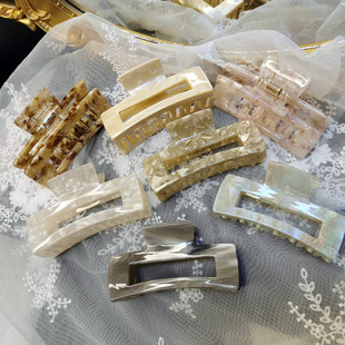 韩国高级感中号醋酸抓夹发量少盘头发夹子后脑勺半扎发鲨鱼夹头饰