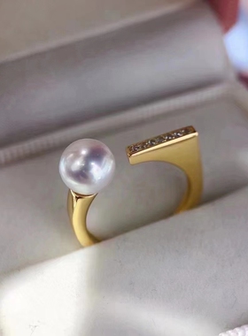 国产珍珠戒指其他纯银小众女金色