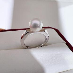 M家同款简约款戒指珍珠配件 s925纯银精工银配件饰品 diy饰品配件