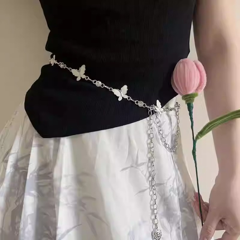 新中式蝴蝶腰链搭配连衣裙衬衫腰带女2024夏季新款优雅气质皮带