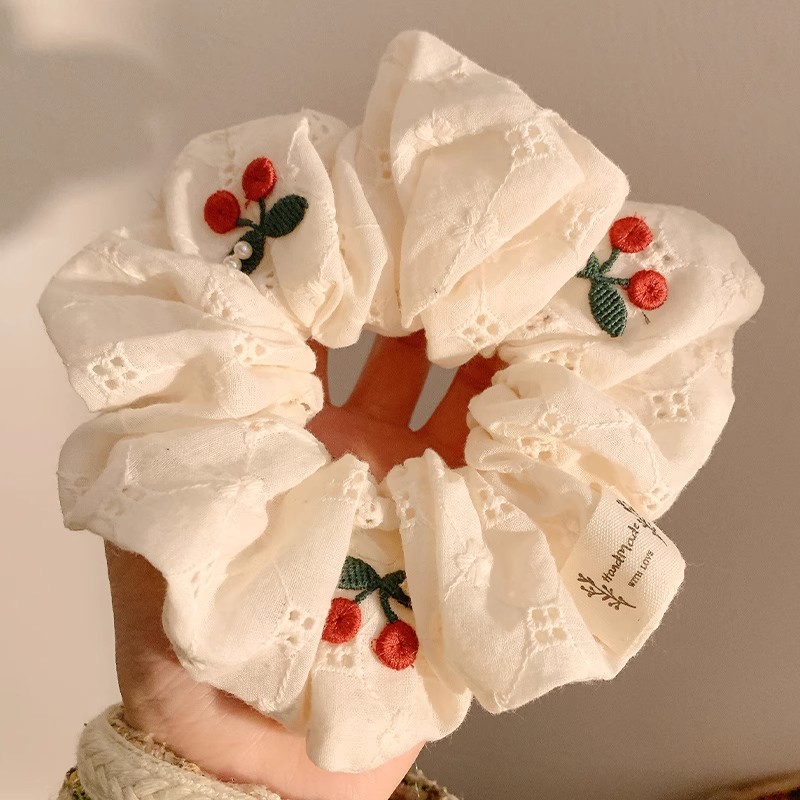 可愛紅色小櫻桃蕾絲大腸發圈