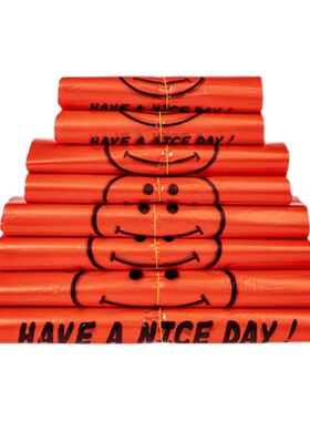 红色笑脸塑料袋一次性打包袋加厚外卖包装袋背心式食品保鲜方便袋