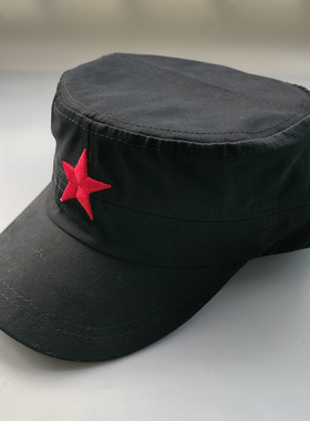 五角星帽平顶帽解放帽军绿色帽子五角星帽儿童舞台表演帽子演出帽