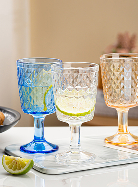 【品质好货】大号轻奢高脚钻石款高脚杯红酒杯果汁杯高颜值大容量