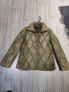 孤品出口日本超薄鹿皮水染自然原皮羽绒服休闲通勤女款鹿皮外套