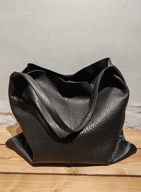 外贸出口山羊植鞣皮真皮复古时尚休闲女款大容量单肩托特包