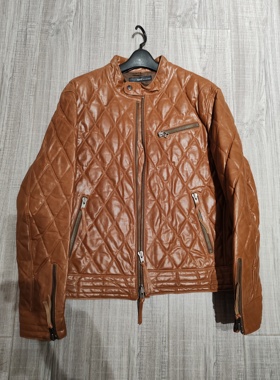 孤品出口日本Haruf马皮皮真皮男款羽绒休闲复古通勤短款夹克外套