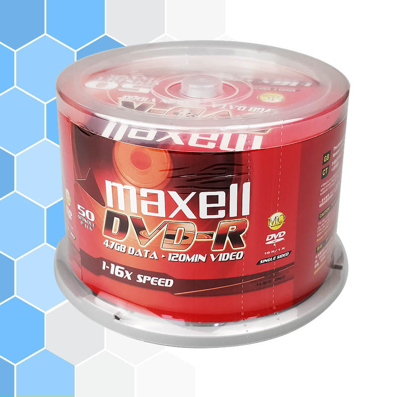 麦克赛尔maxell正品16速DVD-R空白光盘4.7GB刻录盘dvd-r50片桶装
