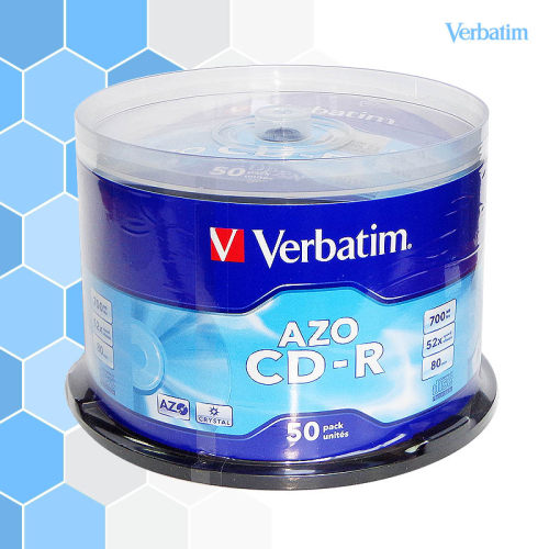 威宝/Verbatim 蓝釉CD-R 52X 50P桶装 AZO浅蓝音乐 CD刻录盘