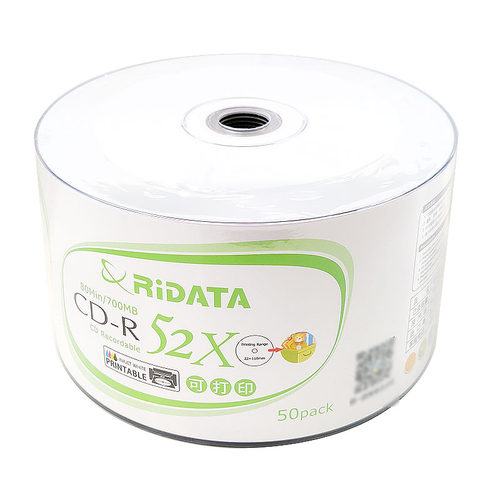 铼德ridata  可打印光盘CD-R 52X 50片装700m 空白刻录盘 - 封面