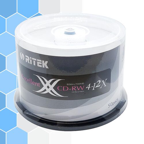 铼德台产可重复擦写CD-RW空白光盘700mb刻录盘cdrw50片桶装cdr
