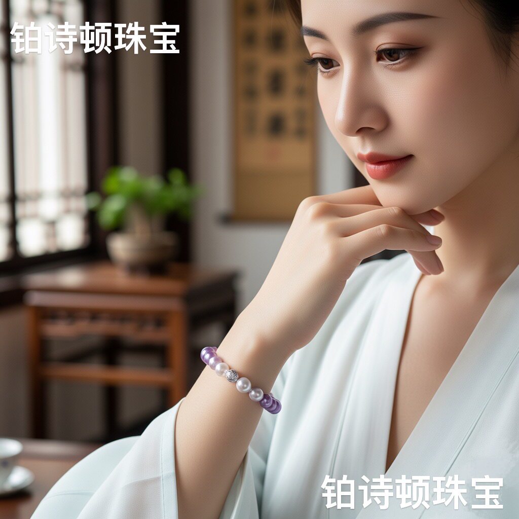 淡水珍珠渐变手链5-6mm极光