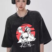 日本动漫混沌武士Samurai champloo复古水洗做旧短袖 纯棉T恤衣服