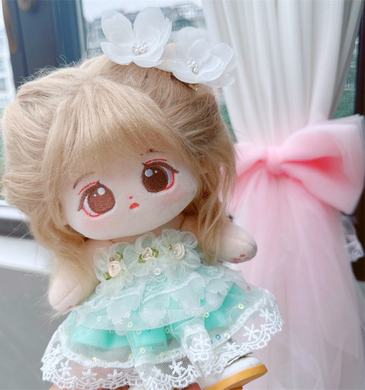 棉花娃娃20cm厘米娃衣明星公仔正常体胖胖体白梦化歌珍珠吊带裙