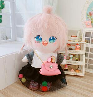 现货粉色小皮包黑色斜挎包20cm娃衣明星棉花娃娃公仔换装小包包