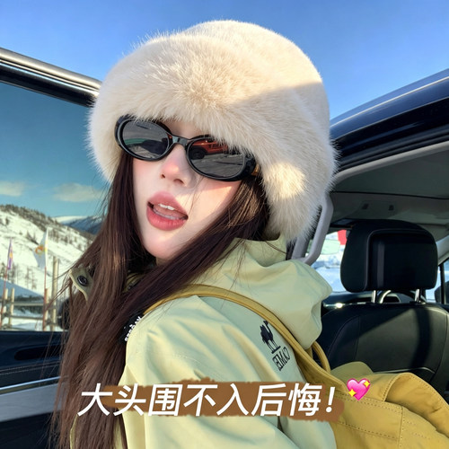 仿狐狸毛保暖护耳蒙古帽女秋冬