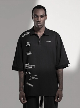 真维斯盖尔大码品牌polo衫短袖t恤男女潮牌字母印花半袖Oversizet