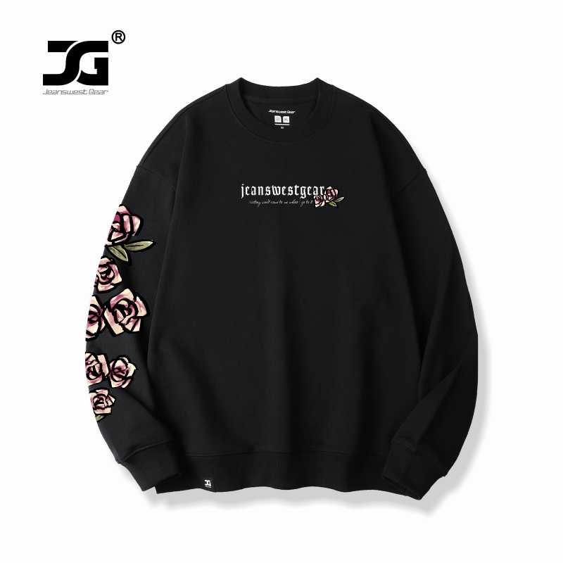 男女同款潮牌玫瑰印花情侣装卫衣