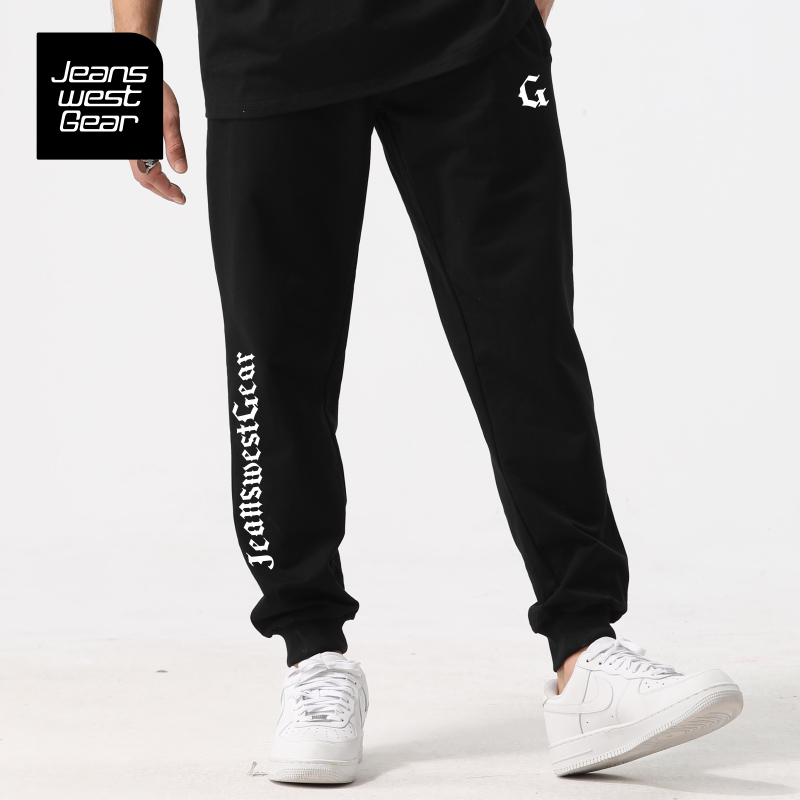 真维斯盖尔大码品牌黑色裤子男士夏季休闲卫裤学生宽松运动长裤男