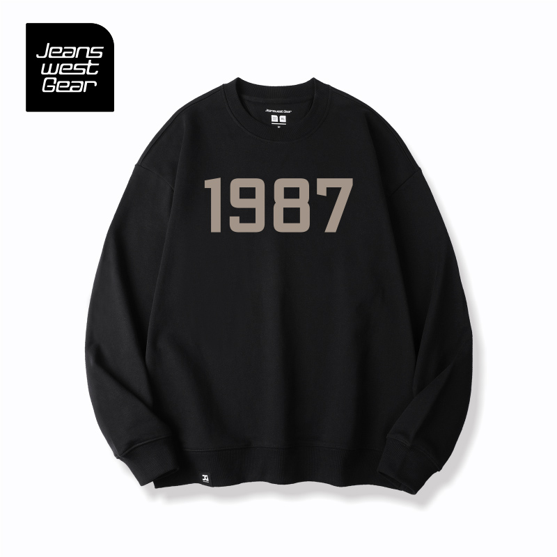 数字1987印花休闲圆领卫衣男