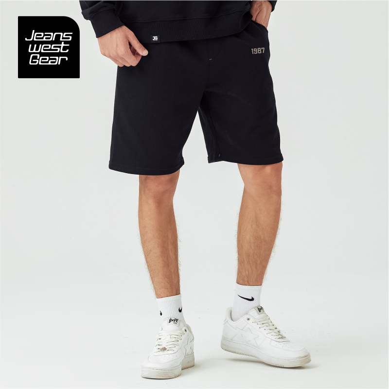 数字1987印花休闲短裤纯棉宽松