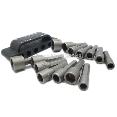 14pc Sae Metric Quick Change Power Nut Driver Bit Set Screwd