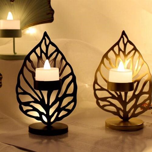 Leaf Iron Candle Holder Romantic Candlestick Metal Plant Lea