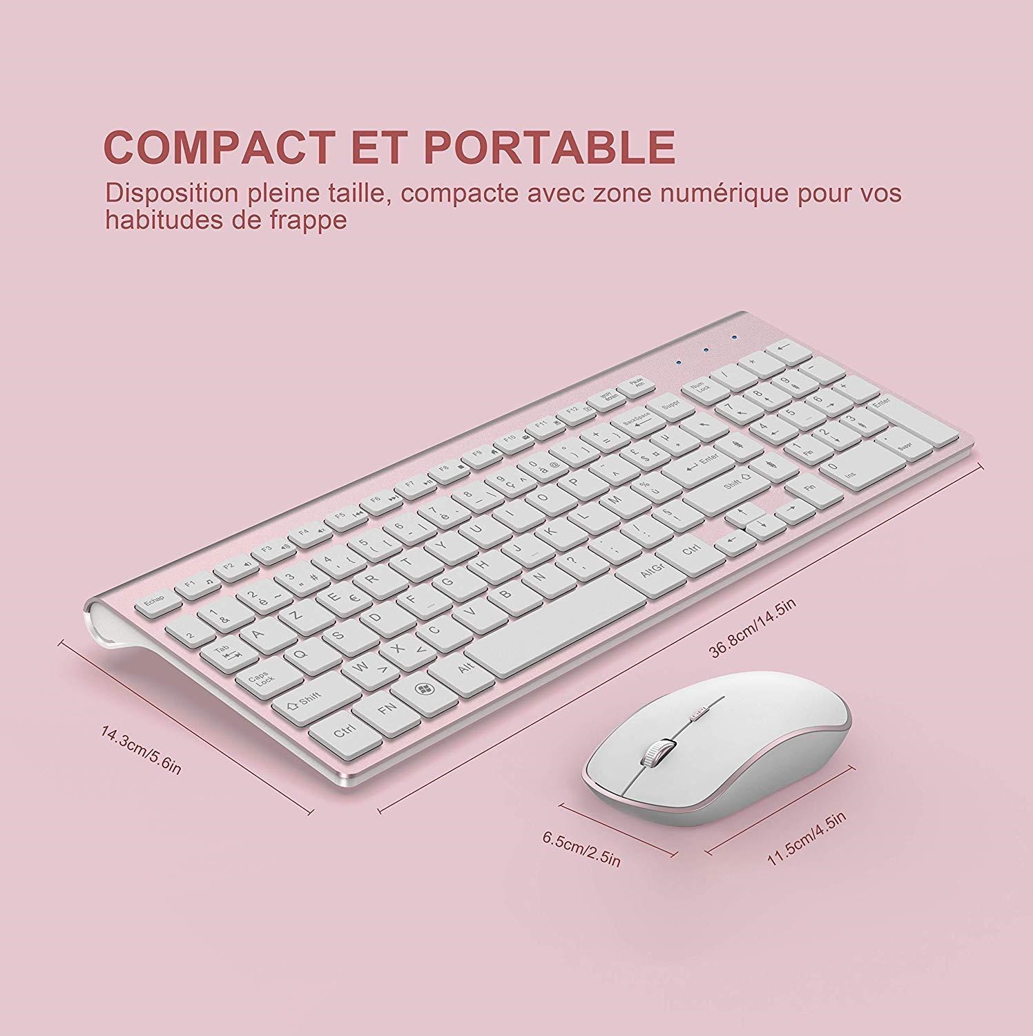 French Keyboard Wireless 2400DPI Mouse 2.4Ghz Ultra-Slim Key