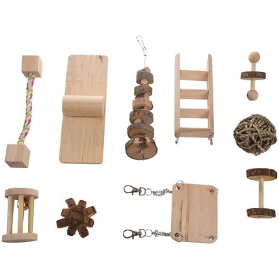 Hamster Chew Toys, 10 Pack Natural Wooden Pine Guinea Pigs R