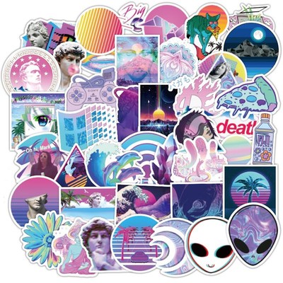 50PCS Vaporwave Art Style Sticker For Laptop Computer Skate