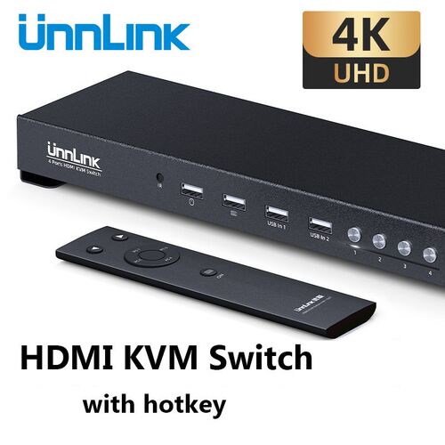 nnlink 4 Ports HDMI KVM Switch with Hotkey HD4K@30Hz 2K/1080